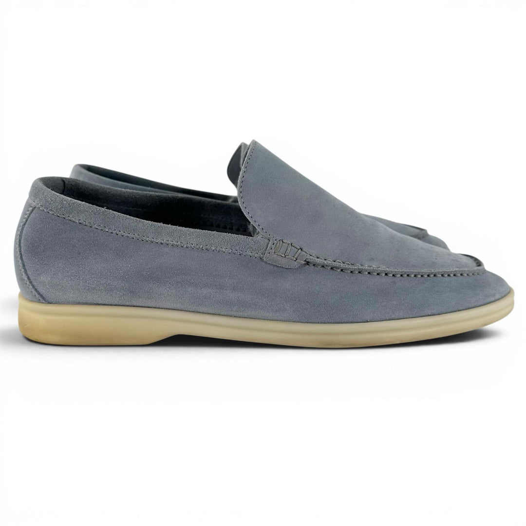 Great Loro Piana Moccasin SUMMER WALK gray Suede leather mens 40.5 52625L