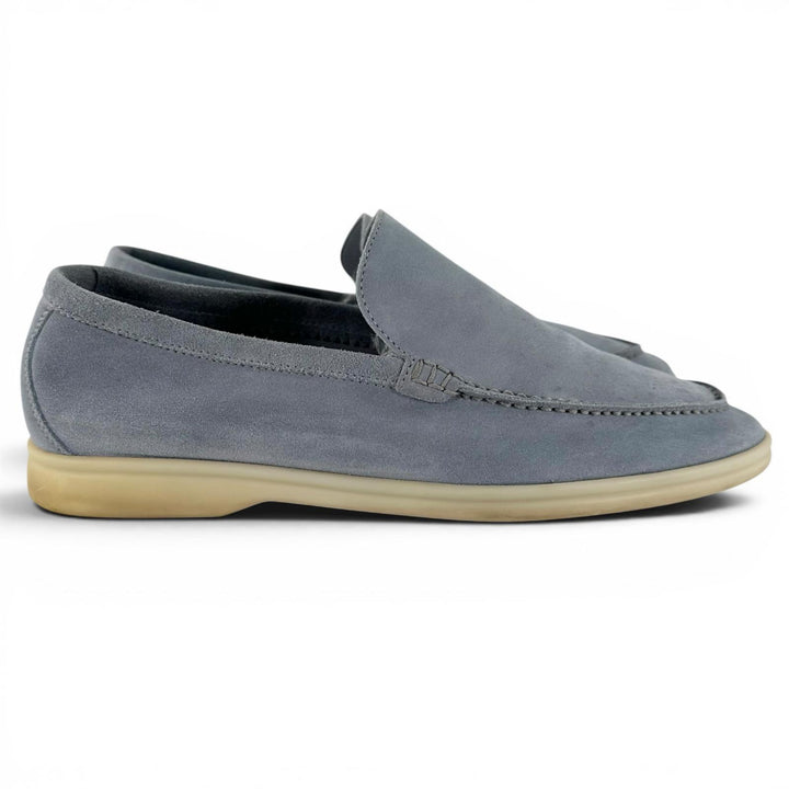 Great Loro Piana Moccasin SUMMER WALK gray Suede leather mens 40.5 52625L