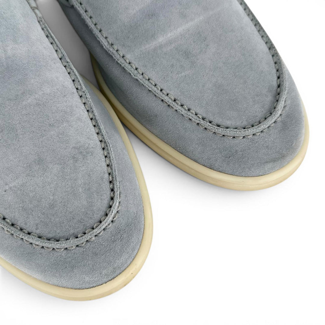 Great Loro Piana Moccasin SUMMER WALK gray Suede leather mens 40.5 52625L