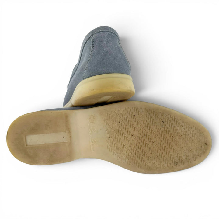 Great Loro Piana Moccasin SUMMER WALK gray Suede leather mens 40.5 52625L