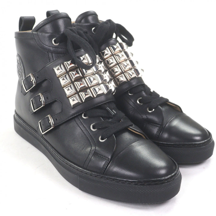 Great HERMES High cut sneakers Lenox Collier de Sian black leather mens 40