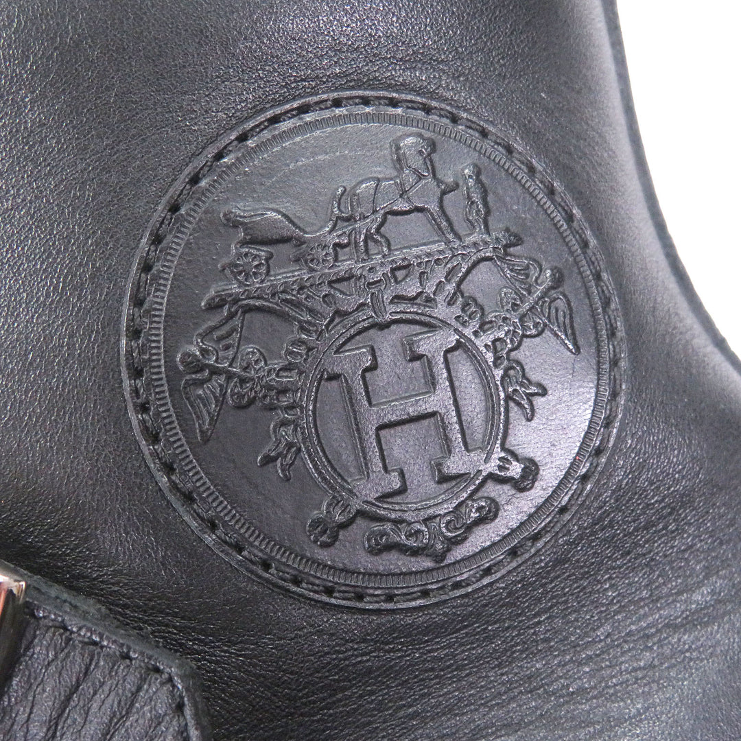 Great HERMES High cut sneakers Lenox Collier de Sian black leather mens 40