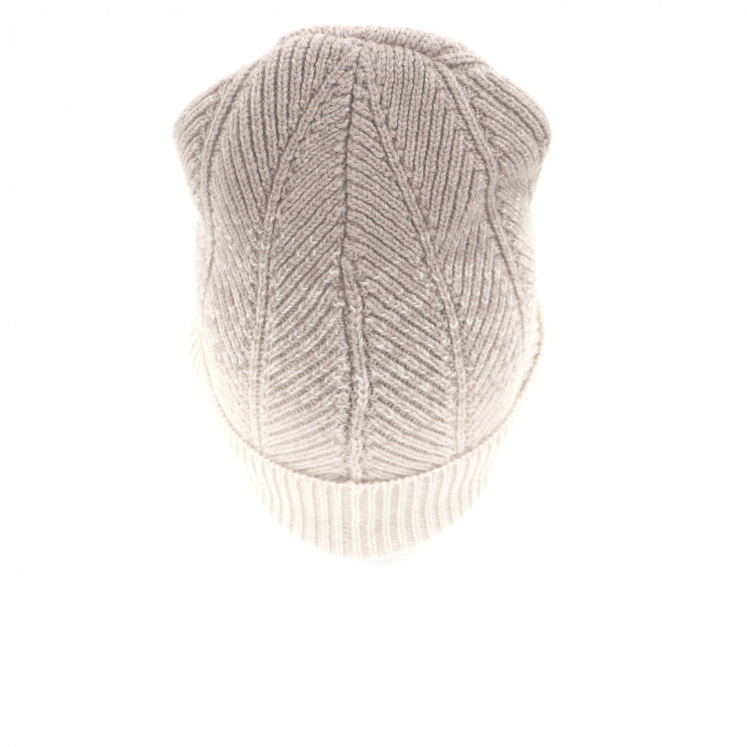 Excellent BERLUTI Knit cap Two-tone logo leather patch beige cashmere mens