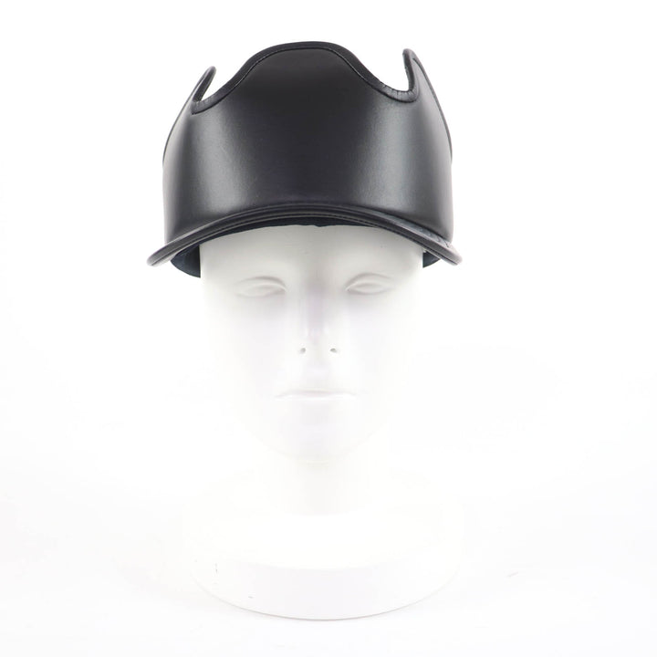 Pristine BURBERRY cap Layered design crown lambskin leather black M 8054365