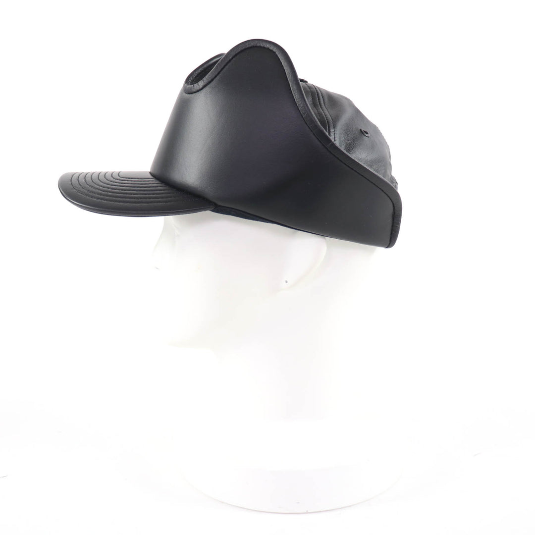 Pristine BURBERRY cap Layered design crown lambskin leather black M 8054365