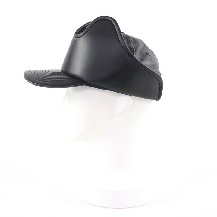 Pristine BURBERRY cap Layered design crown lambskin leather black M 8054365