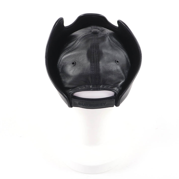 Pristine BURBERRY cap Layered design crown lambskin leather black M 8054365