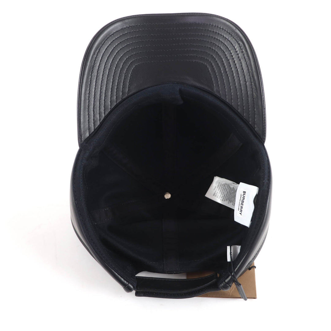 Pristine BURBERRY cap Layered design crown lambskin leather black M 8054365