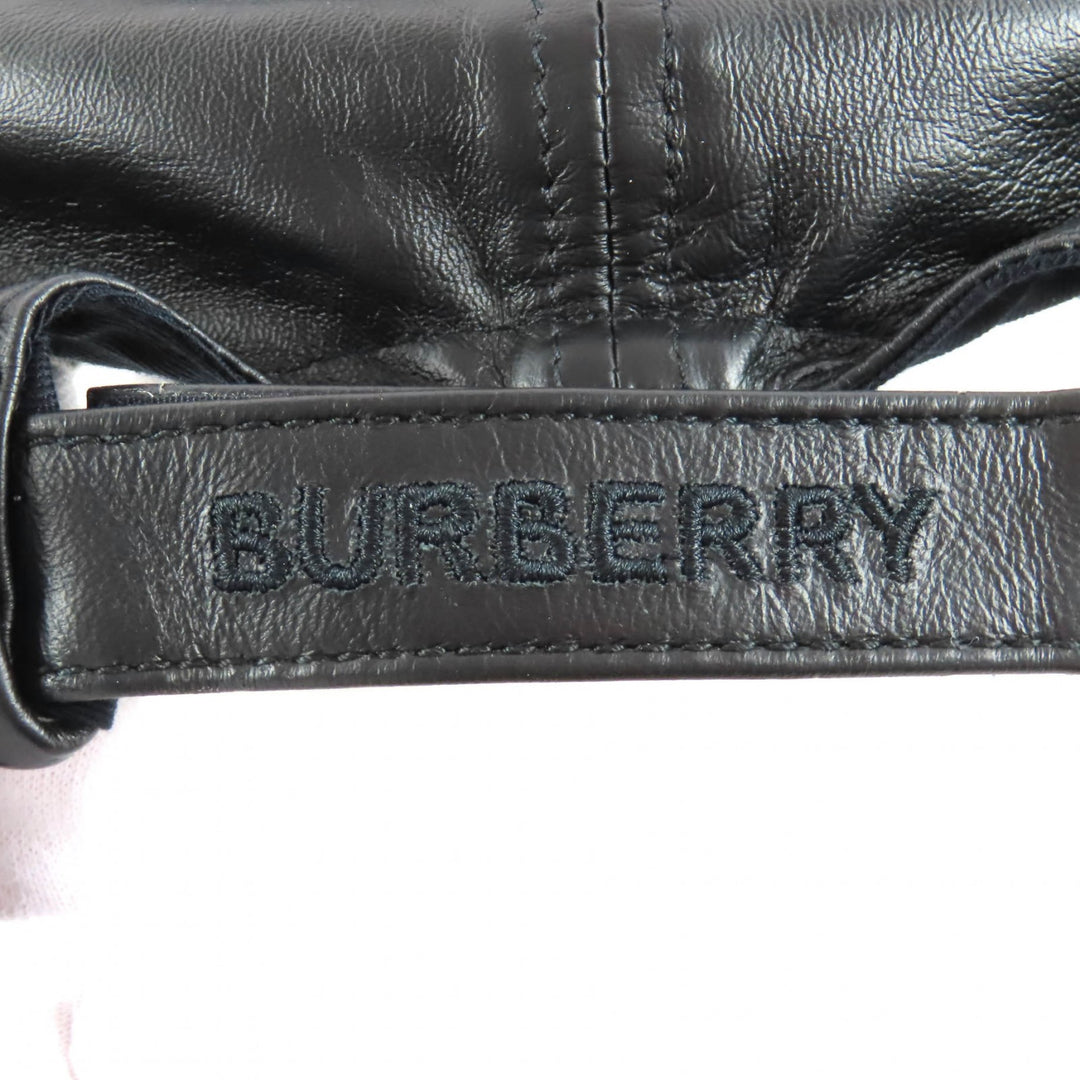 Pristine BURBERRY cap Layered design crown lambskin leather black M 8054365