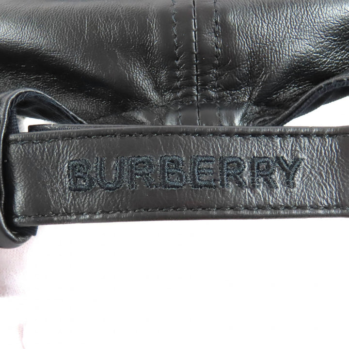Pristine BURBERRY cap Layered design crown lambskin leather black M 8054365