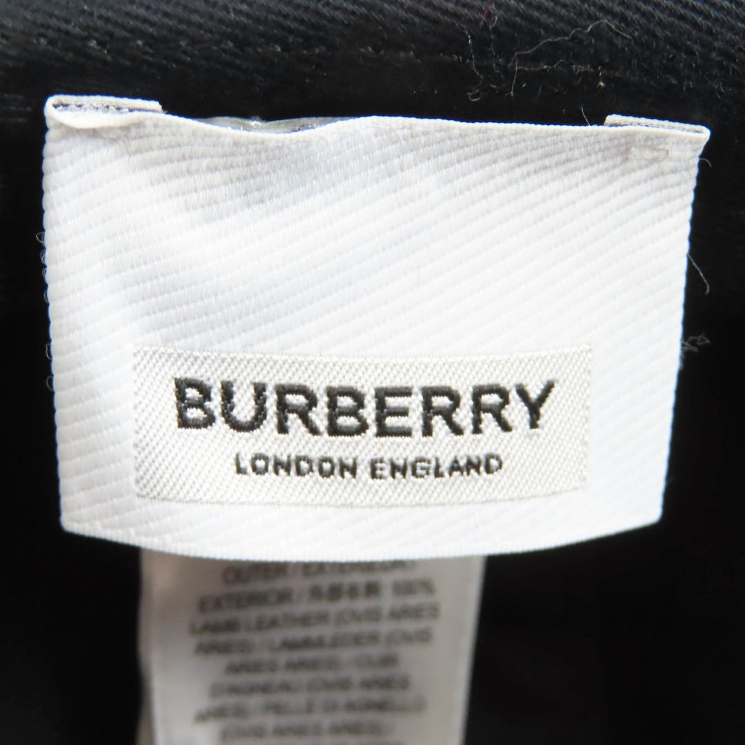 Pristine BURBERRY cap Layered design crown lambskin leather black M 8054365