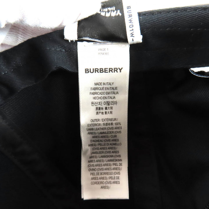 Pristine BURBERRY cap Layered design crown lambskin leather black M 8054365