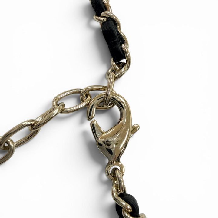 Excellent CHANEL Necklace Matelassé bag motif COCO Mark Chain Ivory Women B23C