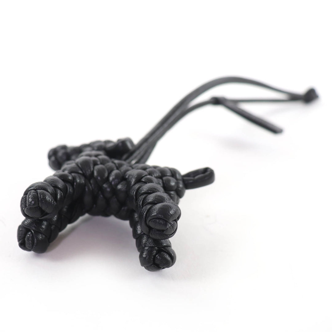 Excellent BOTTEGAVENETA Bag charm INTRECCIATO Leather Dog Charm black 807068