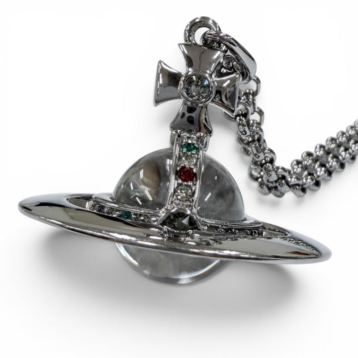 Excellent Vivienne Westwood Necklace New Small Orb Rhinestone Cancer metallic
