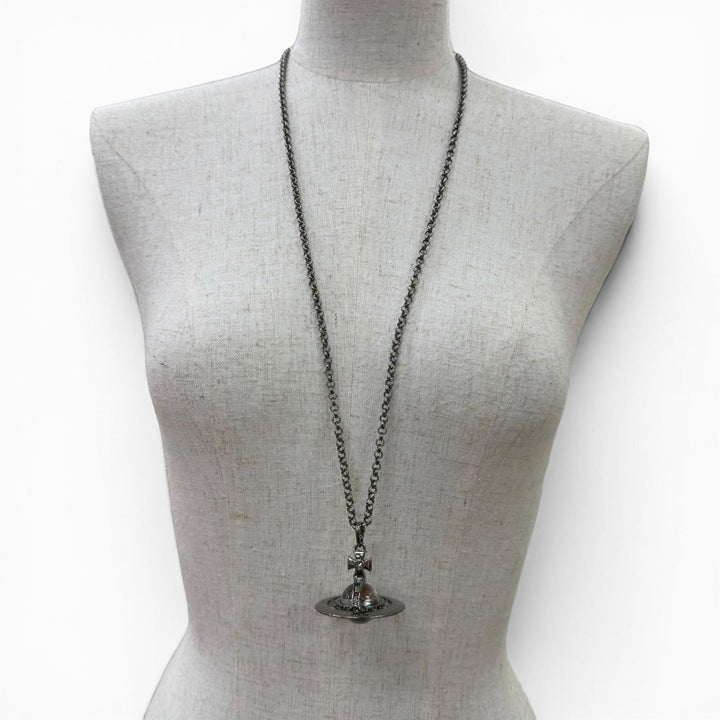Excellent Vivienne Westwood Necklace New Small Orb Rhinestone Cancer metallic
