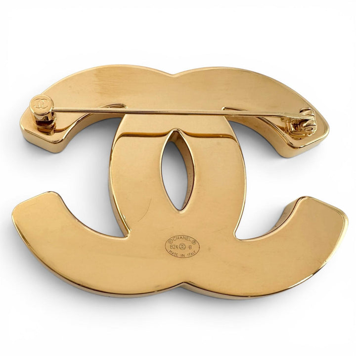 Excellent CHANEL Brooch COCO Mark black plating Women B24B