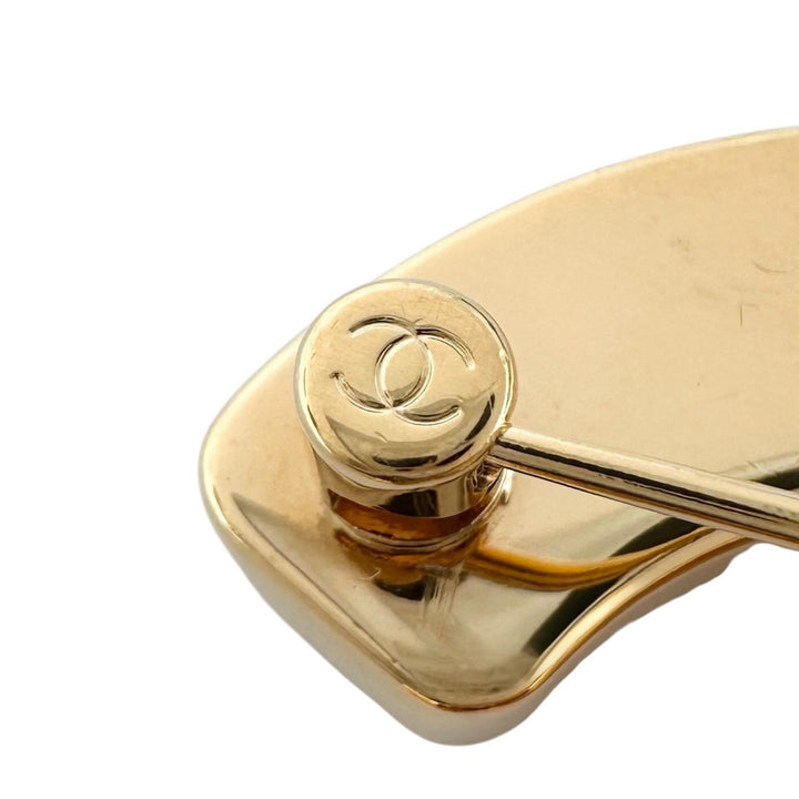 Excellent CHANEL Brooch COCO Mark black plating Women B24B