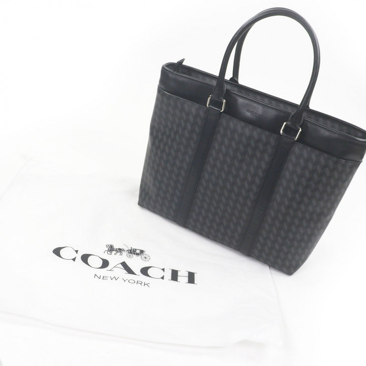 Great COACH Briefcase All-over print 2-way shoulder bag black leather