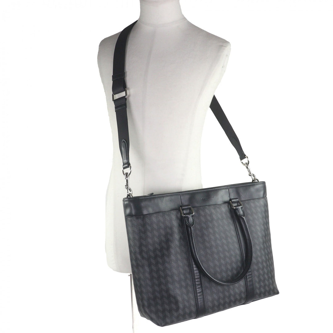 Great COACH Briefcase All-over print 2-way shoulder bag black leather
