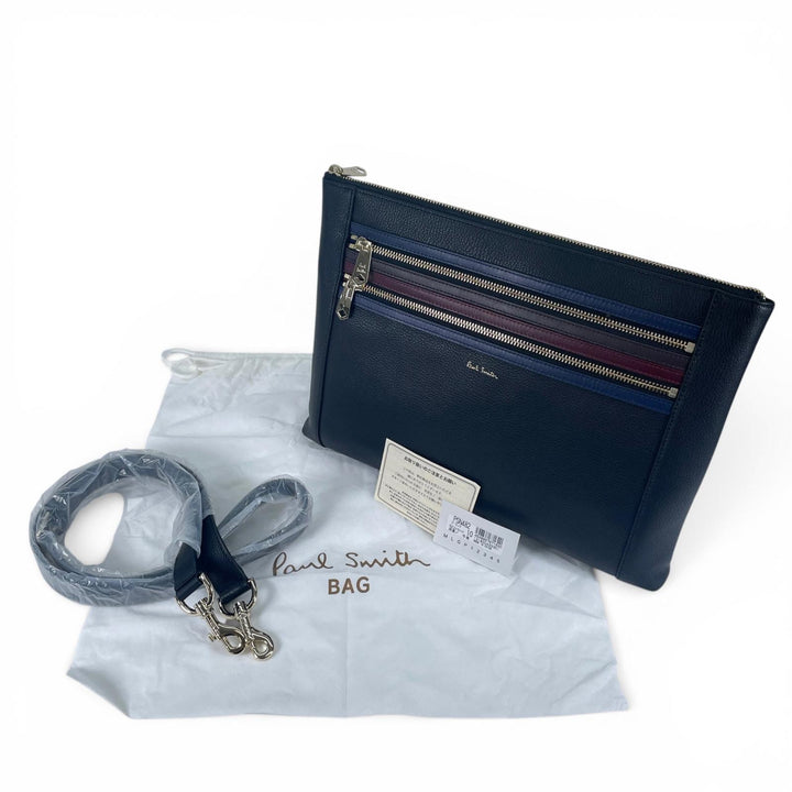 Pristine Paul Smith Striped 2-Way Leather Clutch Bag Calf leather mens