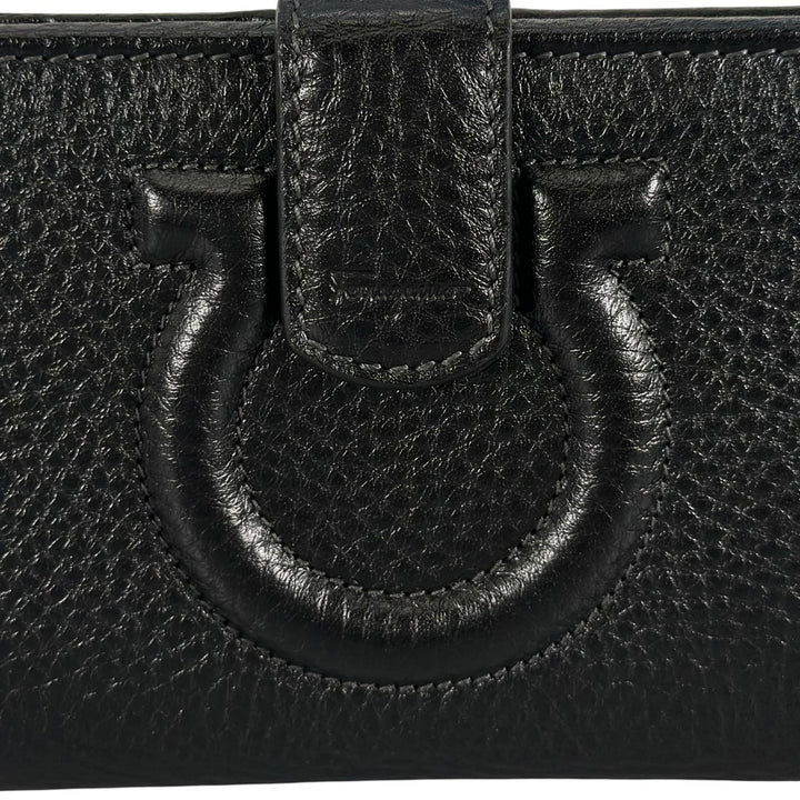 Pristine Salvatore Ferragamo Purse Gancini long wallet black leather Women