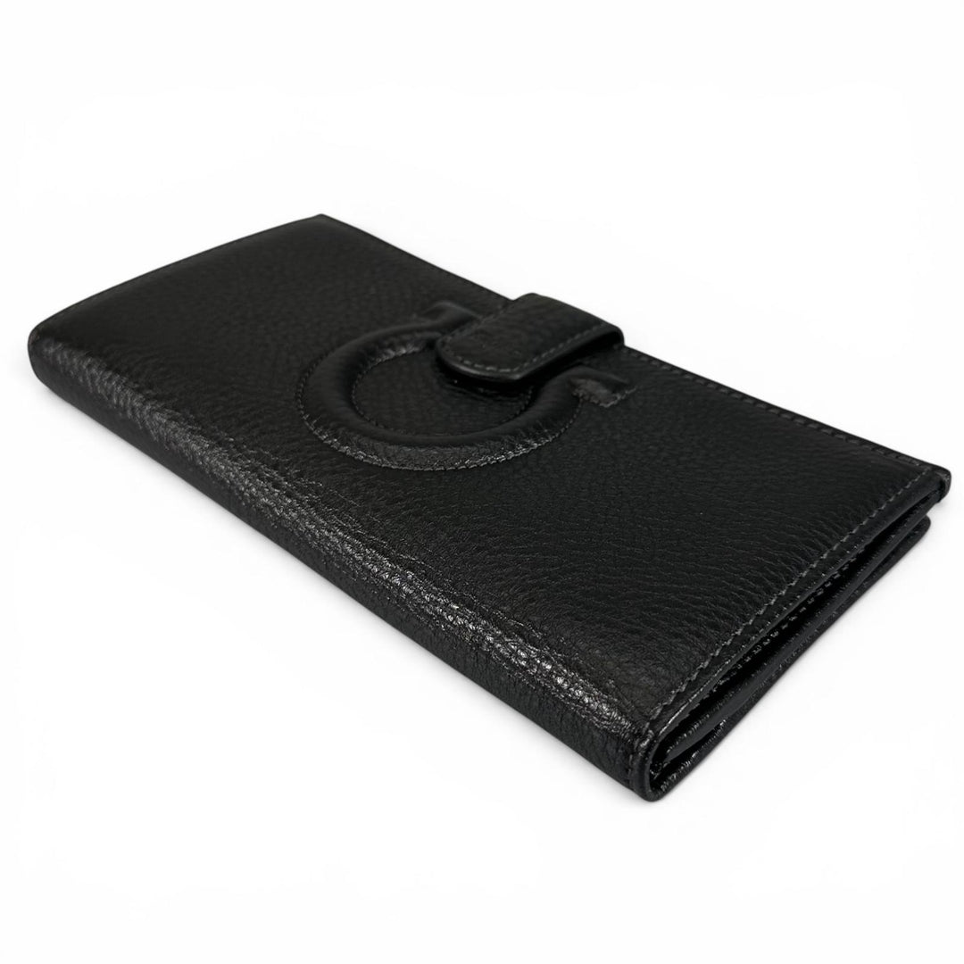 Pristine Salvatore Ferragamo Purse Gancini long wallet black leather Women