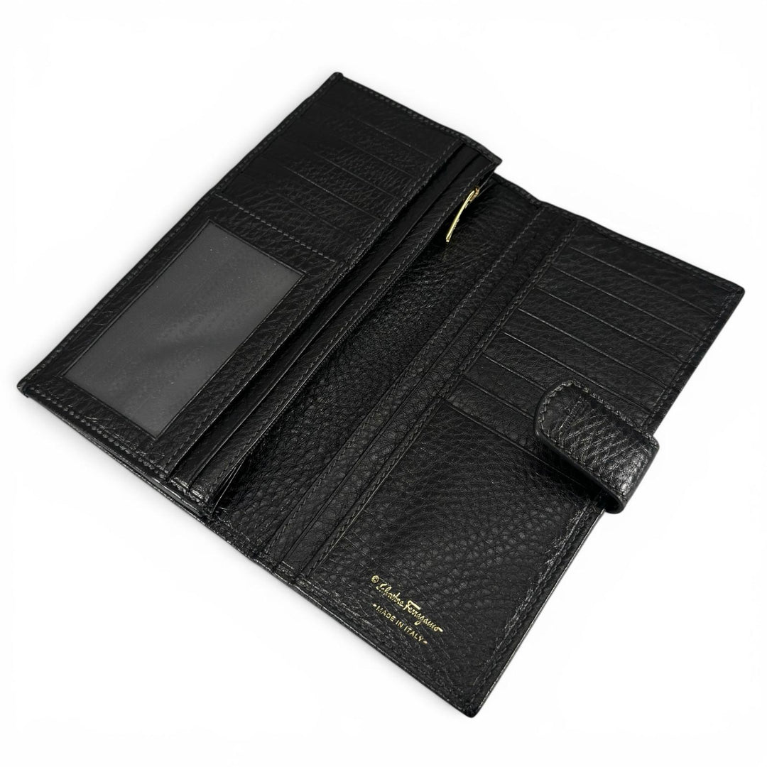 Pristine Salvatore Ferragamo Purse Gancini long wallet black leather Women