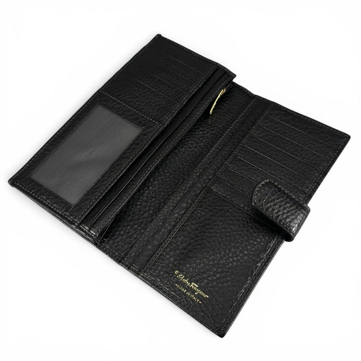 Pristine Salvatore Ferragamo Purse Gancini long wallet black leather Women