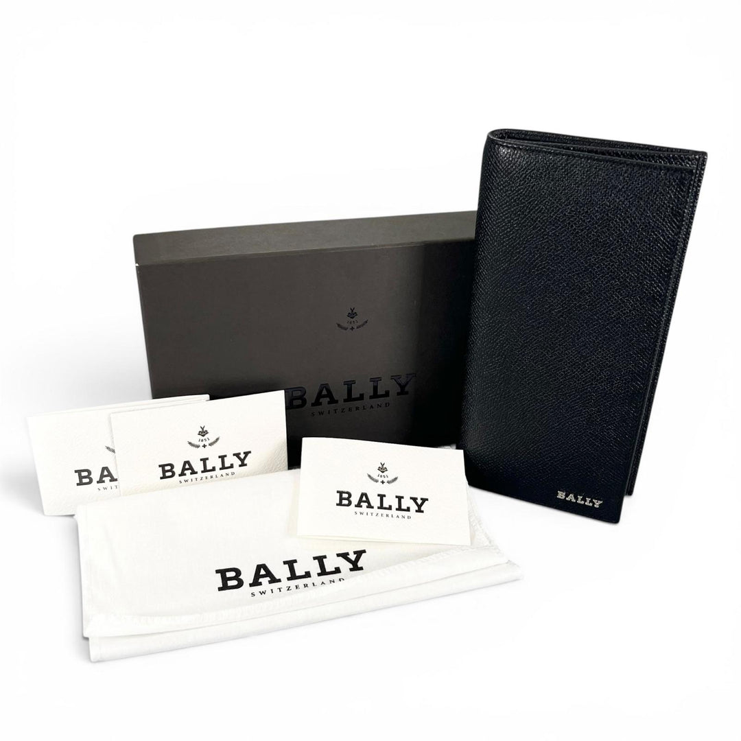 Excellent BALLY Purse LALIRO Leather long wallet with metal logo, bi-fold mens