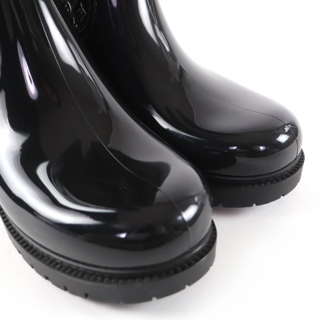 Great LOUIS VUITTON Knee-high boots Monogram rain boots black rubber Women 38
