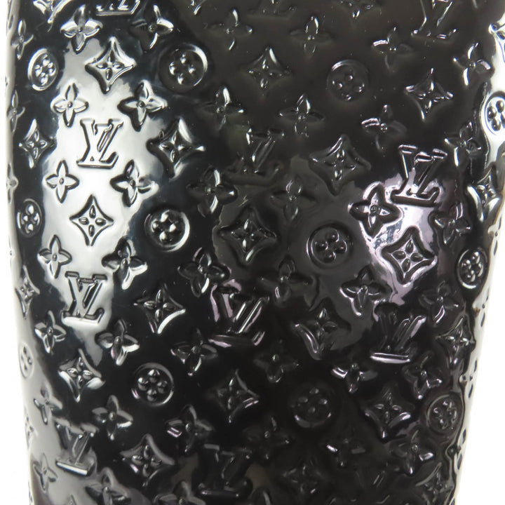 Great LOUIS VUITTON Knee-high boots Monogram rain boots black rubber Women 38