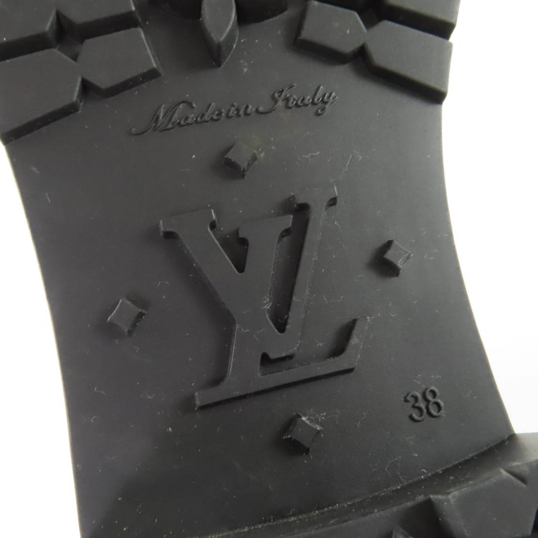 Great LOUIS VUITTON Knee-high boots Monogram rain boots black rubber Women 38