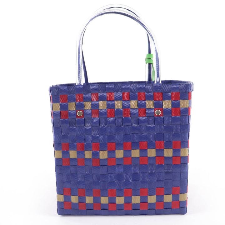 Pristine MARNI Handbag Marni Market Picnic Basket with Leather Logo Patch Navy