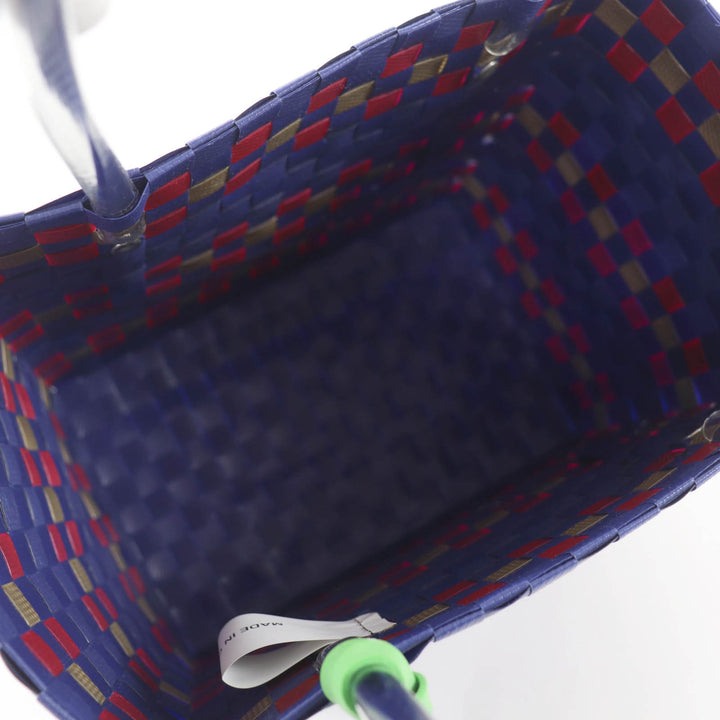 Pristine MARNI Handbag Marni Market Picnic Basket with Leather Logo Patch Navy
