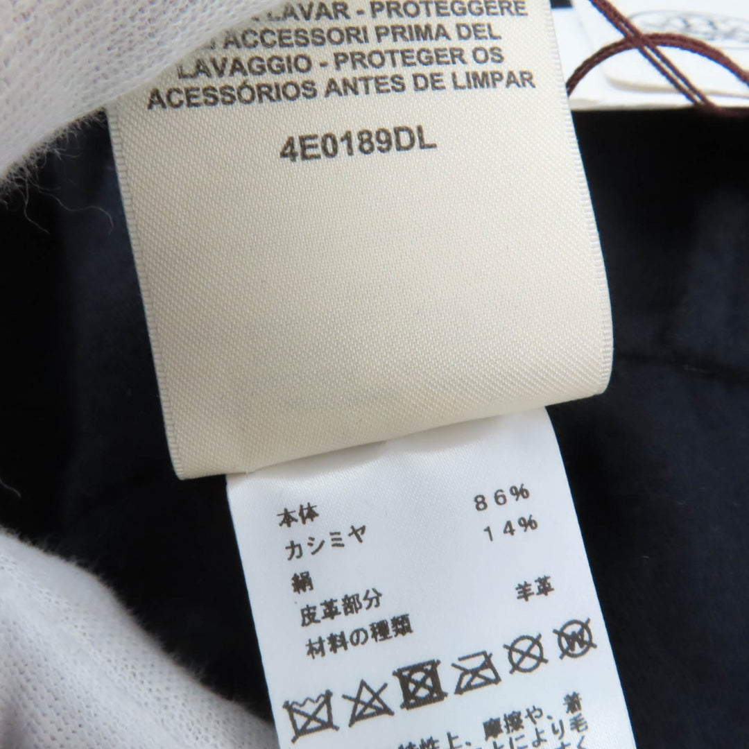 Pristine HERMES coat Soft Tilt Leather Mix Navy cashmere Women 38