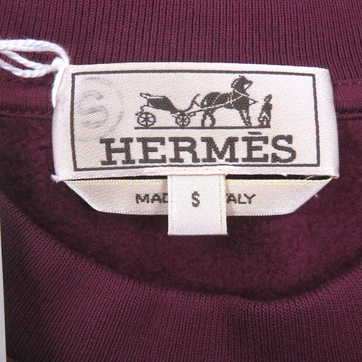 Pristine HERMES sweat Run H Side line Burgundy cotton mens S