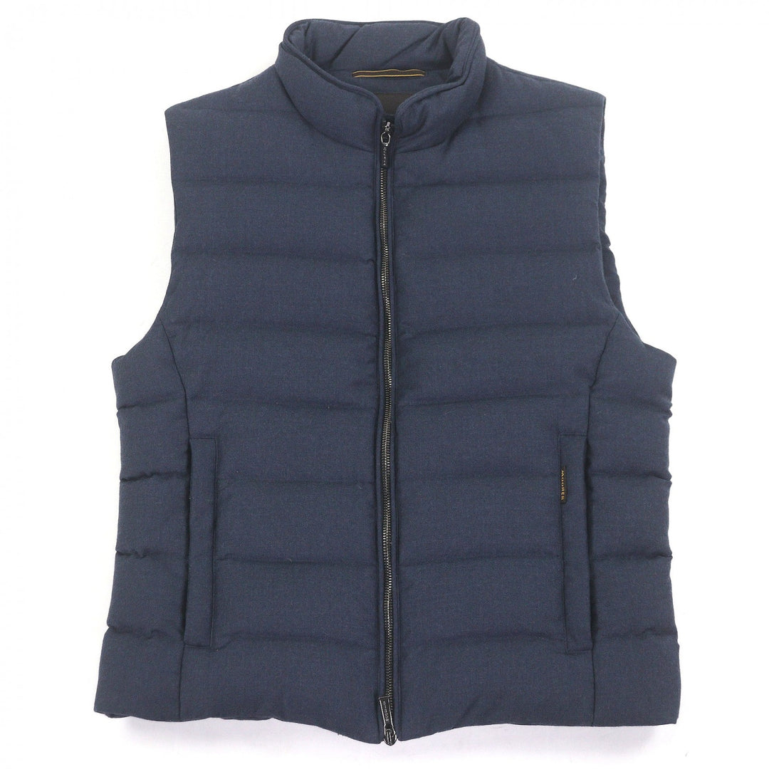 Excellent MOORER Down vest Stand collar WZIP Navy Virgin wool mens 44 OLIVER-L