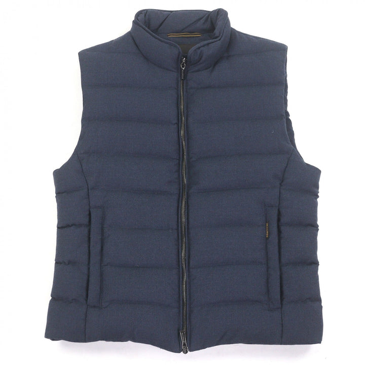Excellent MOORER Down vest Stand collar WZIP Navy Virgin wool mens 44 OLIVER-L
