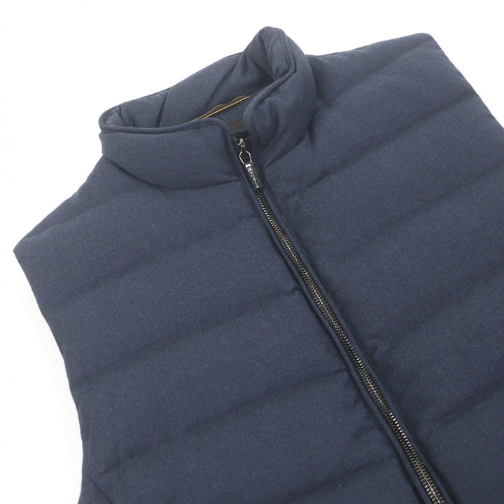 Excellent MOORER Down vest Stand collar WZIP Navy Virgin wool mens 44 OLIVER-L
