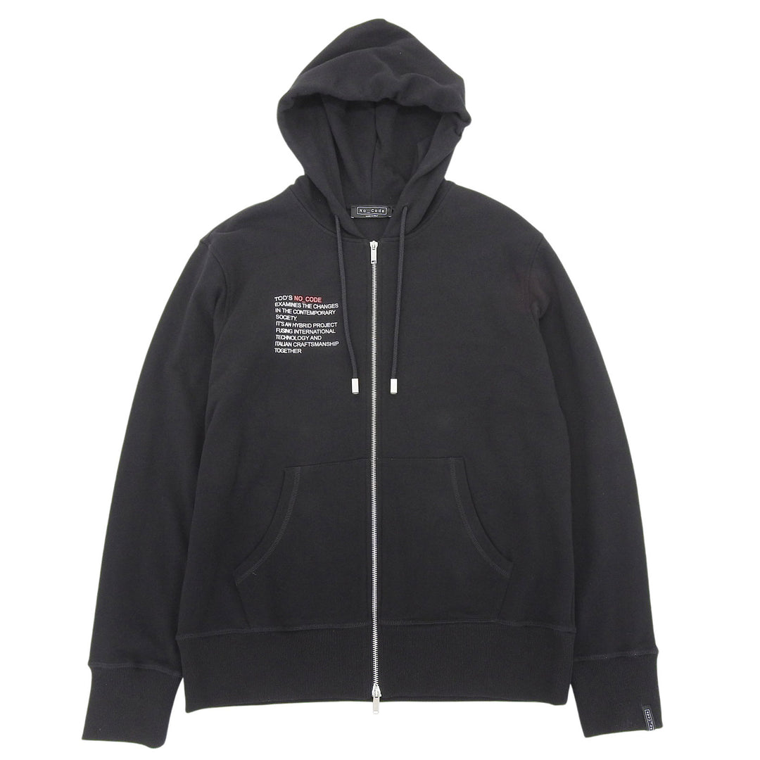 Excellent TOD’S hoodie NO CODE black cotton mens L X5MB544N600