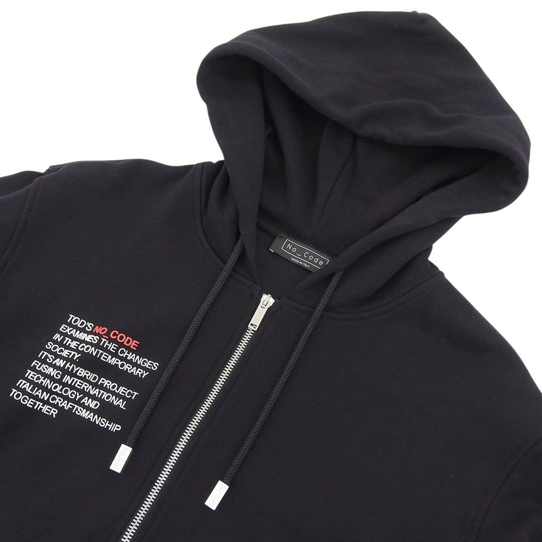Excellent TOD’S hoodie NO CODE black cotton mens L X5MB544N600