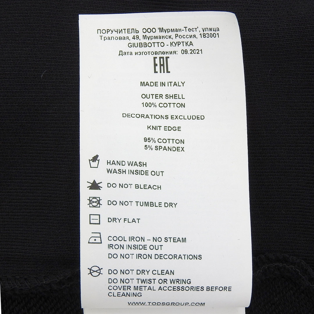 Excellent TOD’S hoodie NO CODE black cotton mens L X5MB544N600