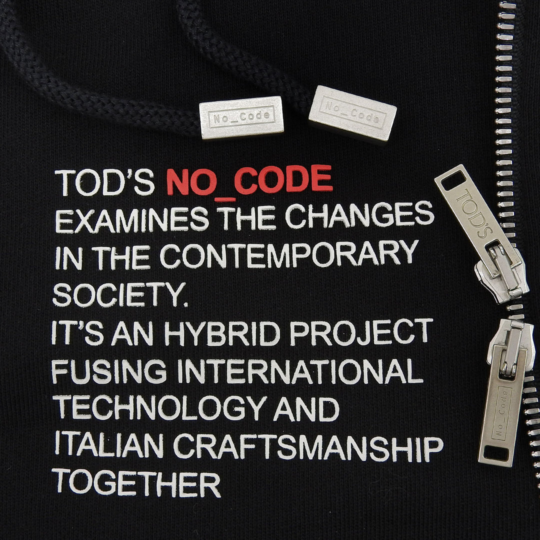 Excellent TOD’S hoodie NO CODE black cotton mens L X5MB544N600