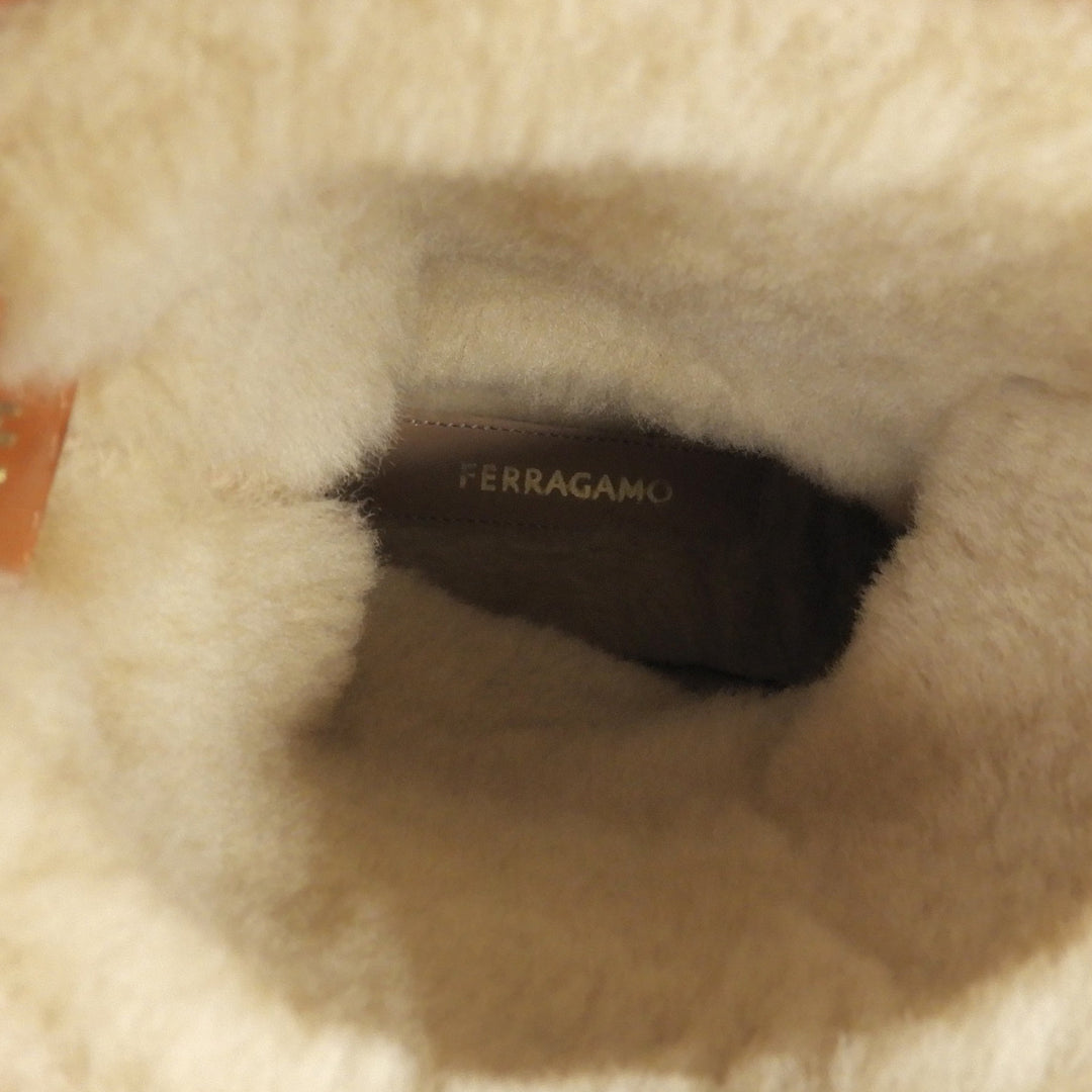 Great FERRAGAMO short boots TIRBA FUR Brown leather Women 776773