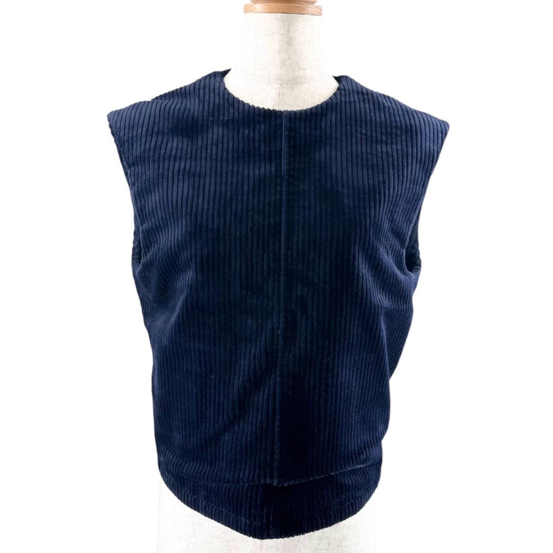 Excellent BLAMINK Best Crew neck lace-up corduroy Navy cotton 38 7925-299-0080