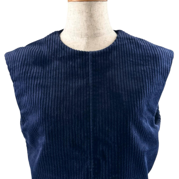 Excellent BLAMINK Best Crew neck lace-up corduroy Navy cotton 38 7925-299-0080