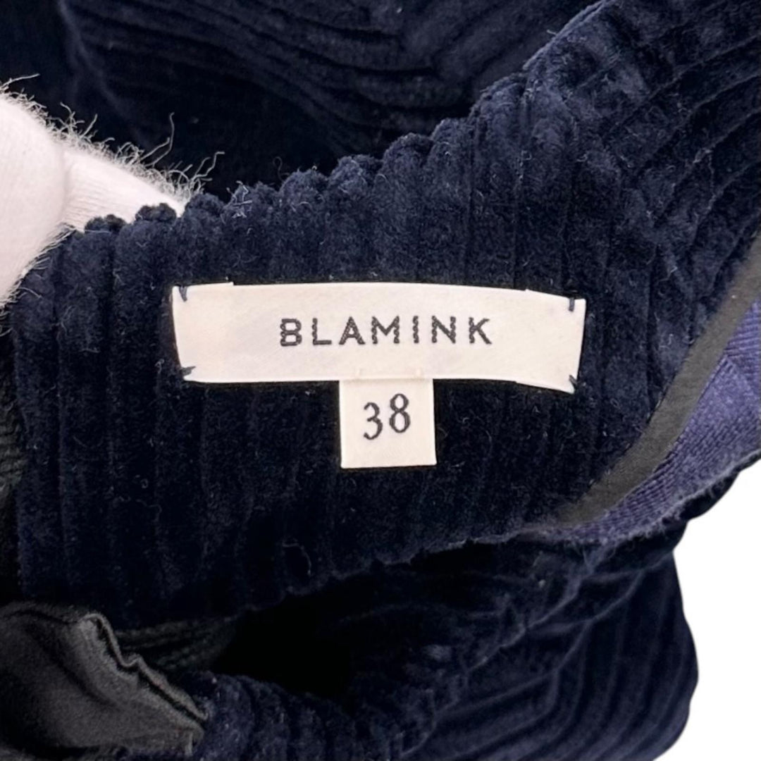 Excellent BLAMINK Best Crew neck lace-up corduroy Navy cotton 38 7925-299-0080