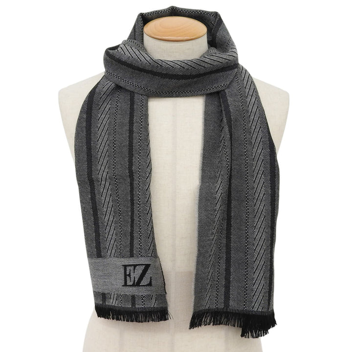 Excellent Ermenegildo Zegna Scarf Logo included, fringe gray wool mens