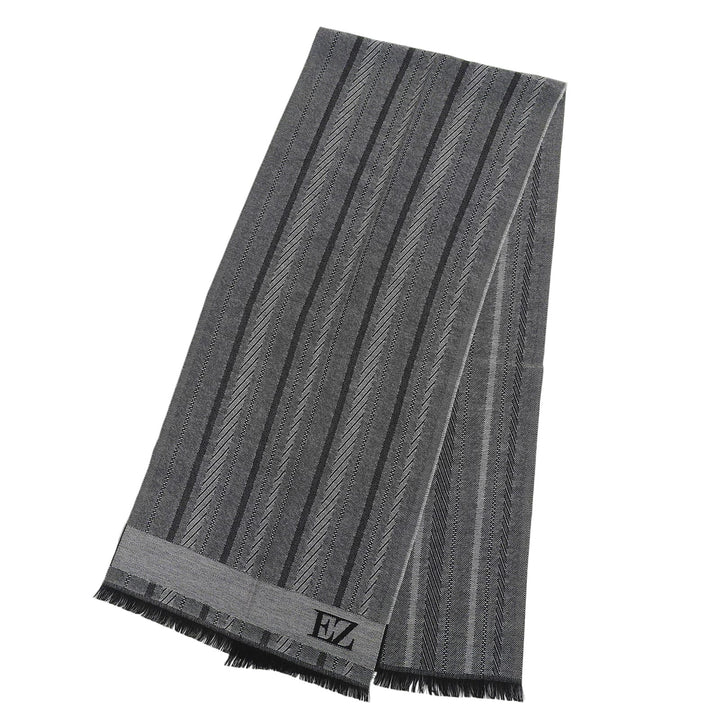 Excellent Ermenegildo Zegna Scarf Logo included, fringe gray wool mens